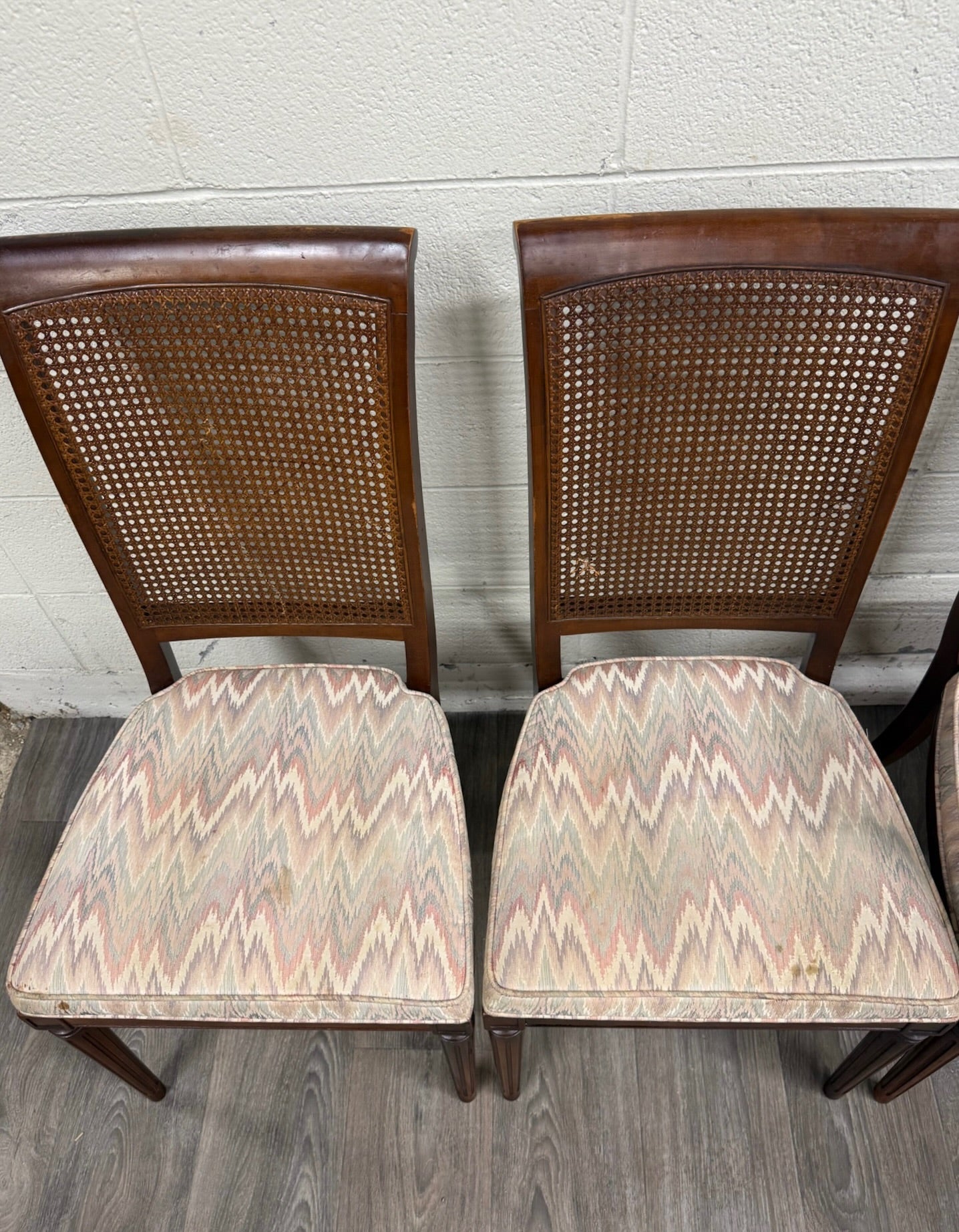 Vintage Neoclassical French Regency Style Cane Back Dining Chairs - Set of 6