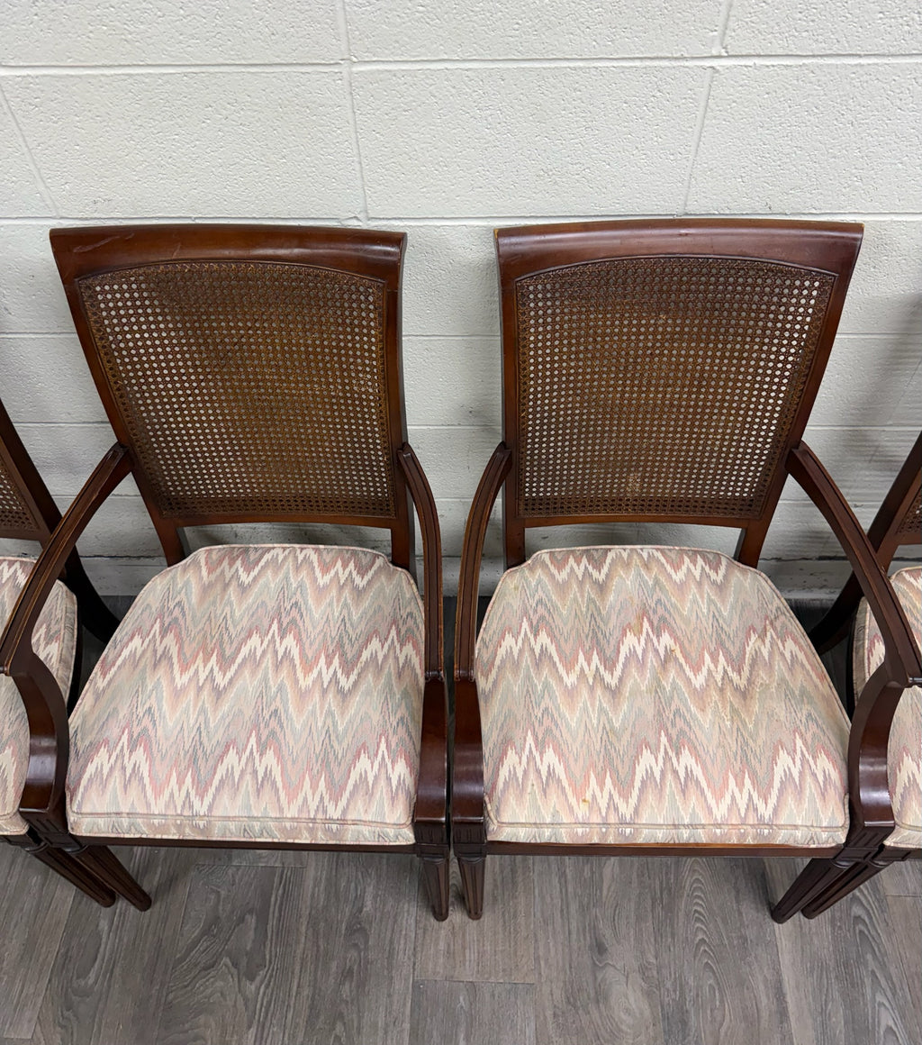 Vintage Neoclassical French Regency Style Cane Back Dining Chairs - Set of 6