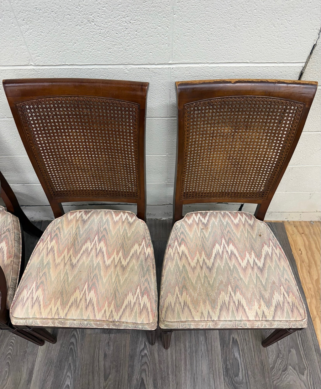 Vintage Neoclassical French Regency Style Cane Back Dining Chairs - Set of 6