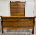 Antique Full Size Victorian Eastlake Carved Oak High Back Bed