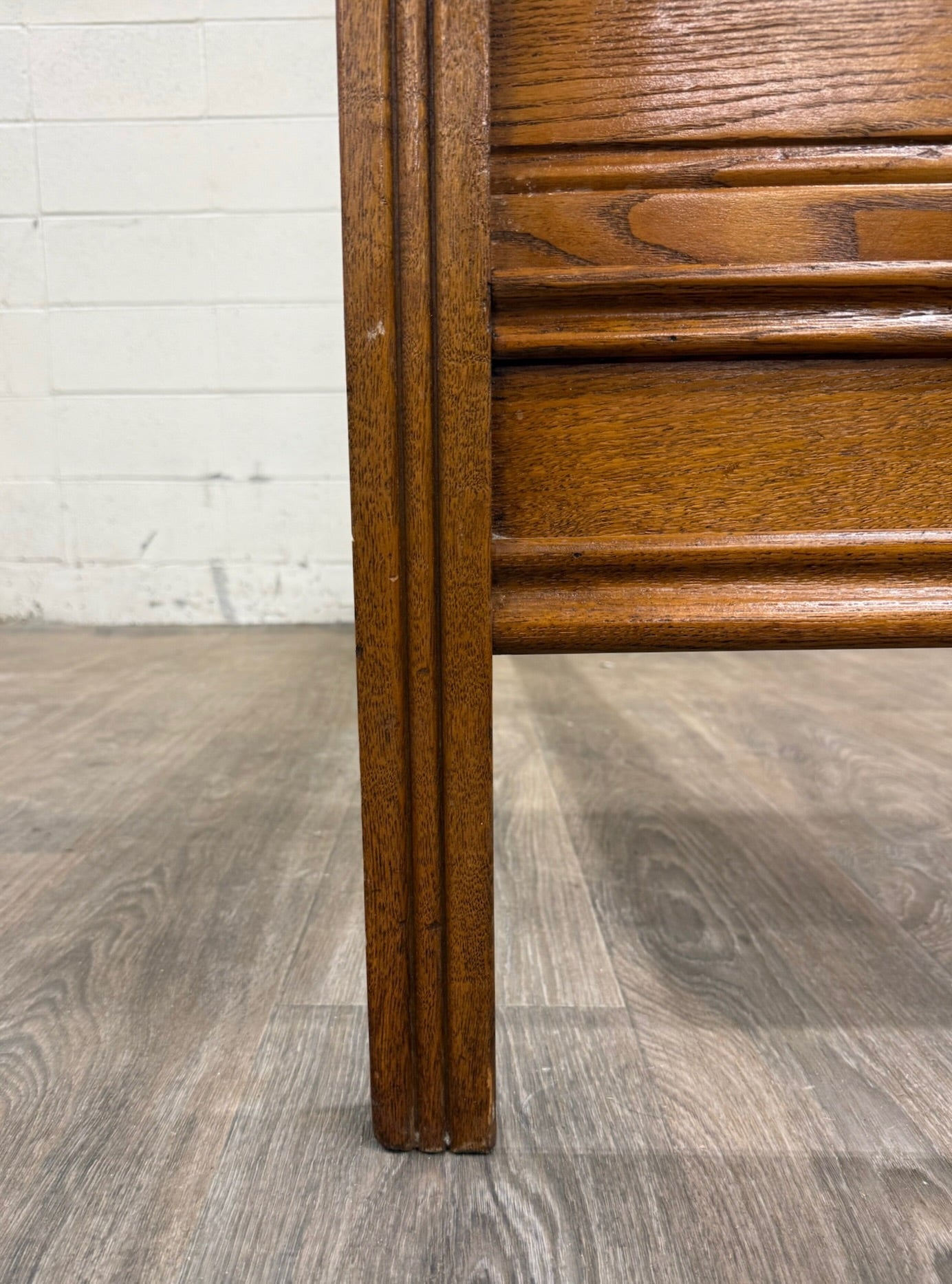 Antique Full Size Victorian Eastlake Carved Oak High Back Bed