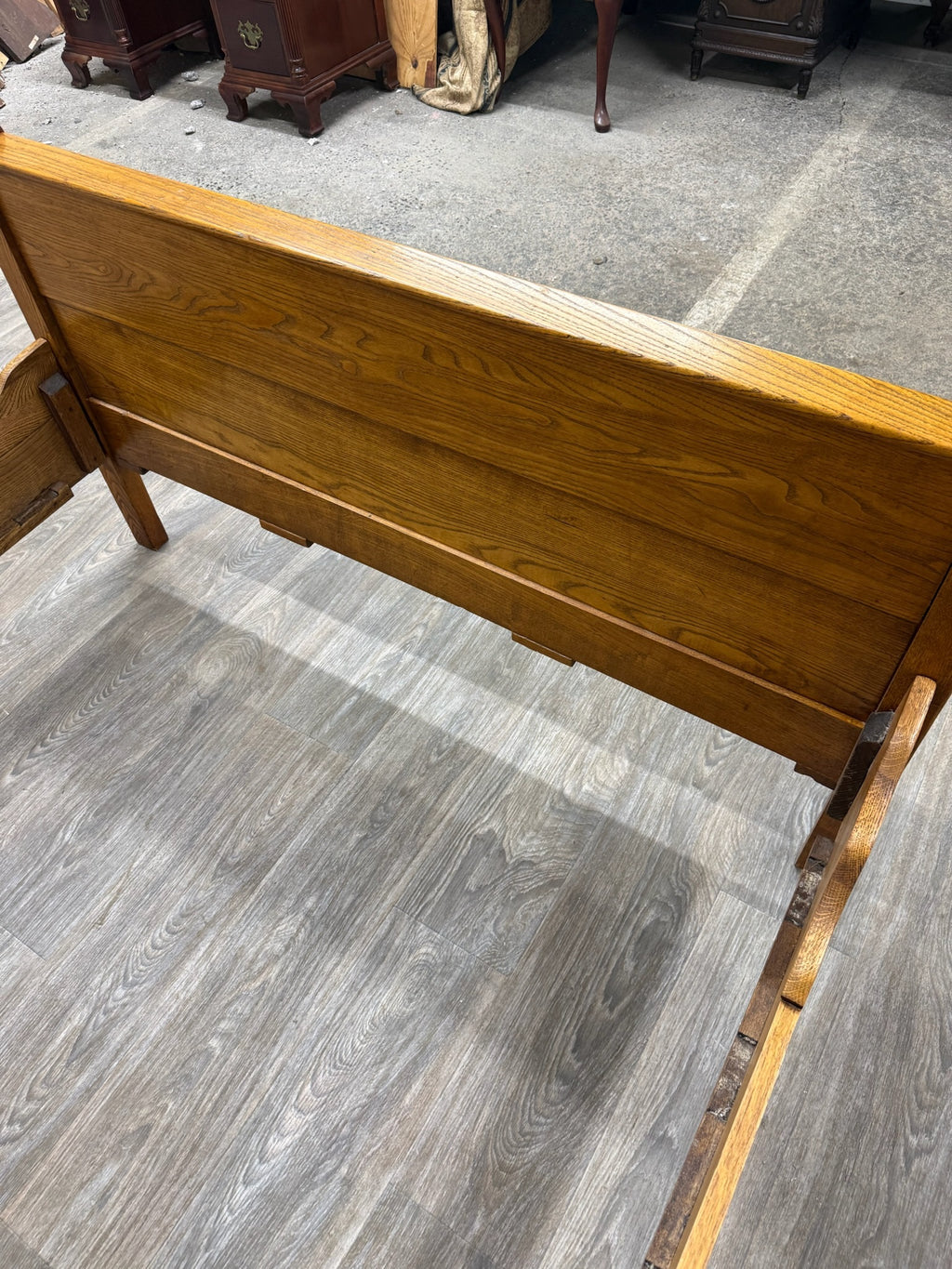 Antique Full Size Victorian Eastlake Carved Oak High Back Bed