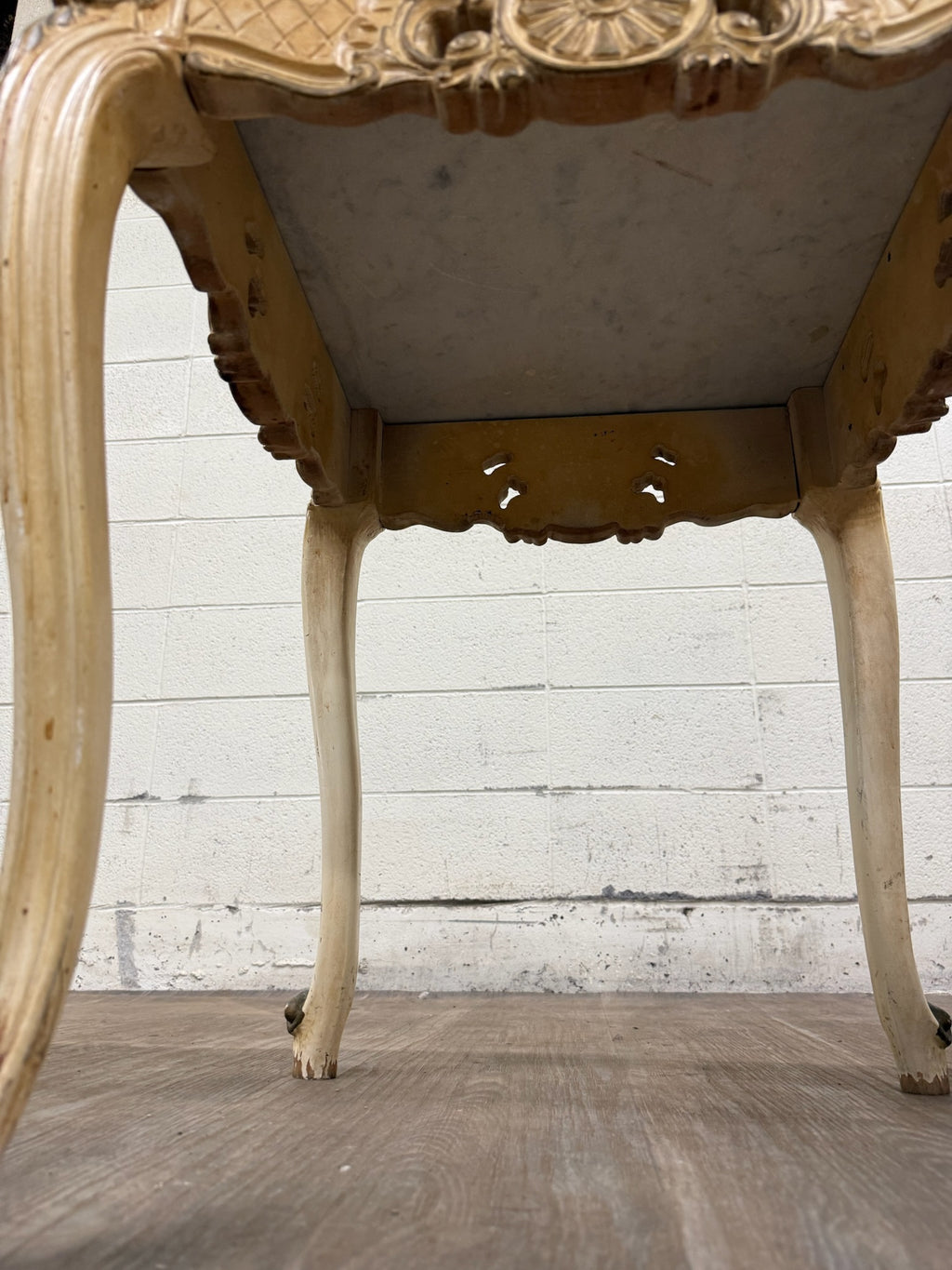 Vintage Italian Louis XV Style Marble Top End Tables - Pair