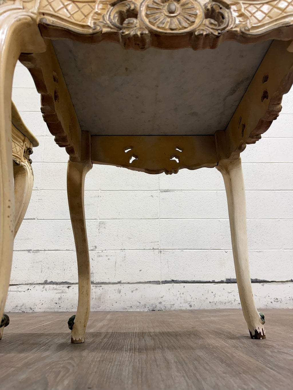 Vintage Italian Louis XV Style Marble Top End Tables - Pair