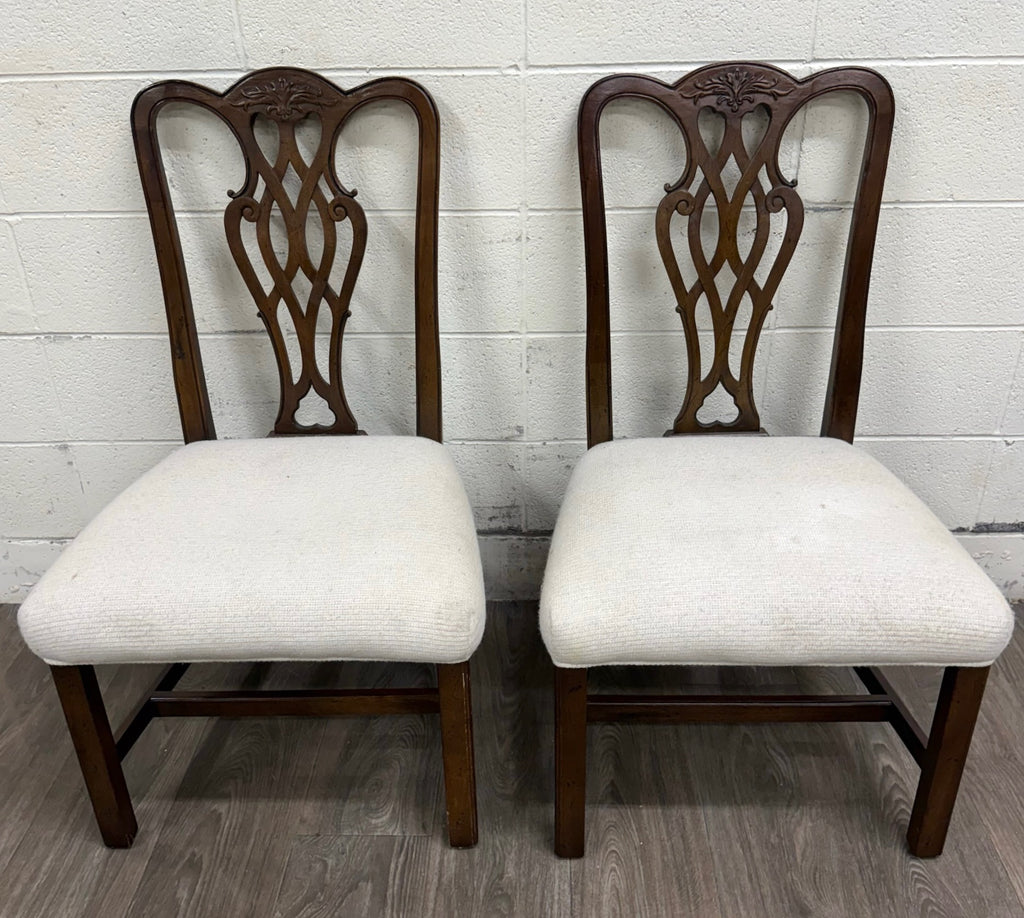 Vintage Chippendale Style Mahogany Dining Chairs - Pair