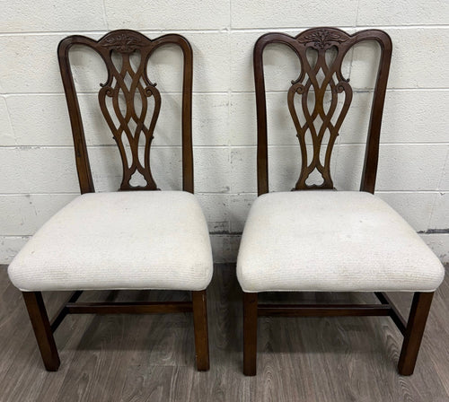 Vintage Chippendale Style Mahogany Dining Chairs - Pair