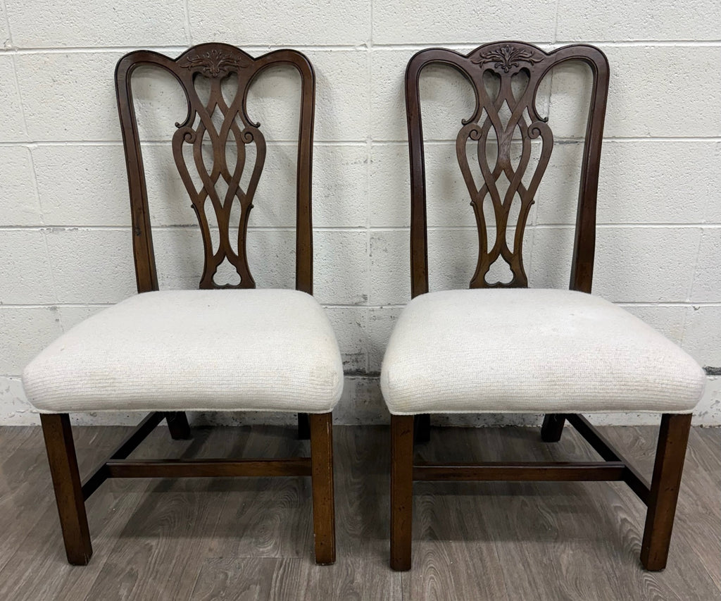 Vintage Chippendale Style Mahogany Dining Chairs - Pair