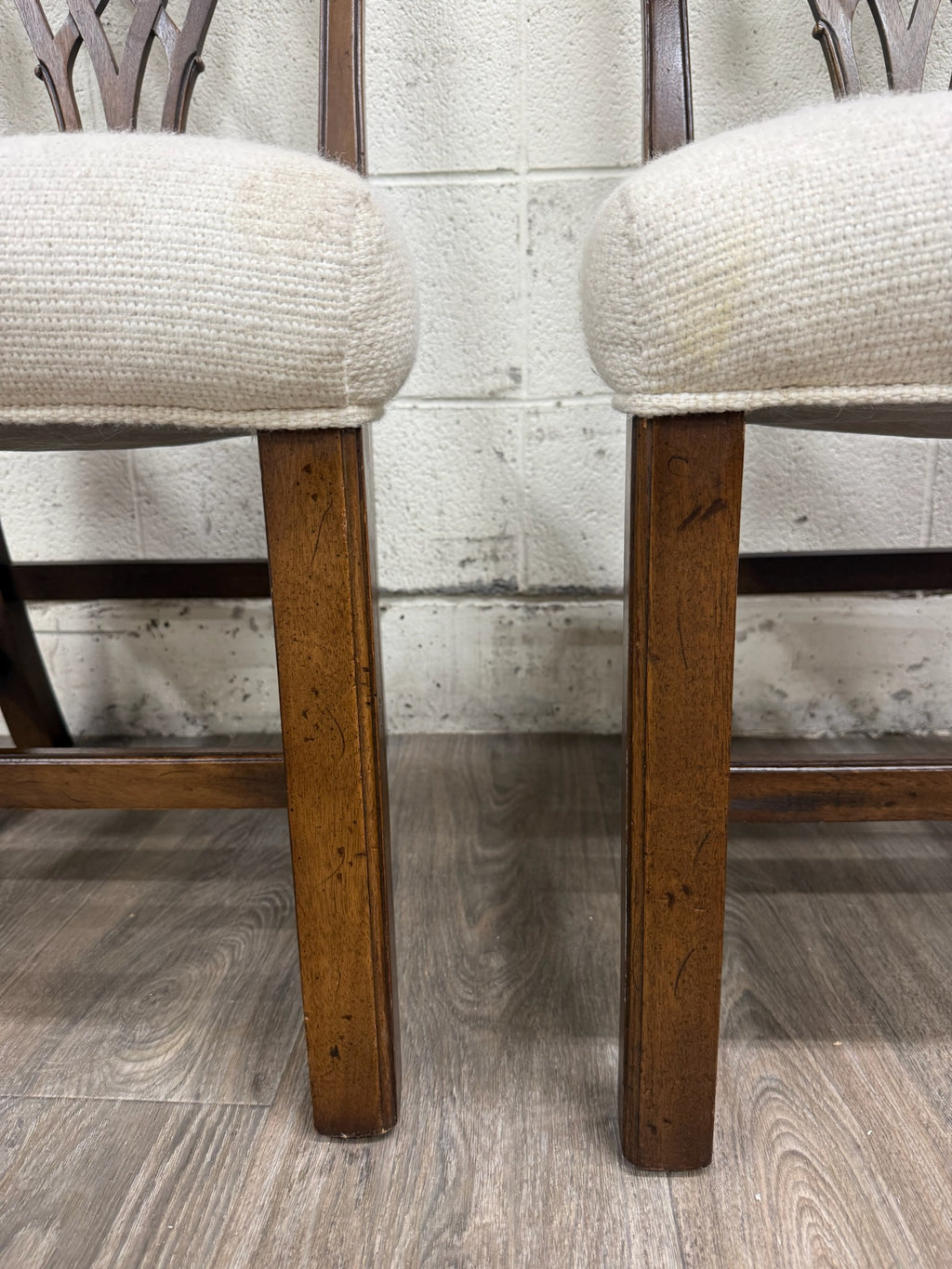 Vintage Chippendale Style Mahogany Dining Chairs - Pair