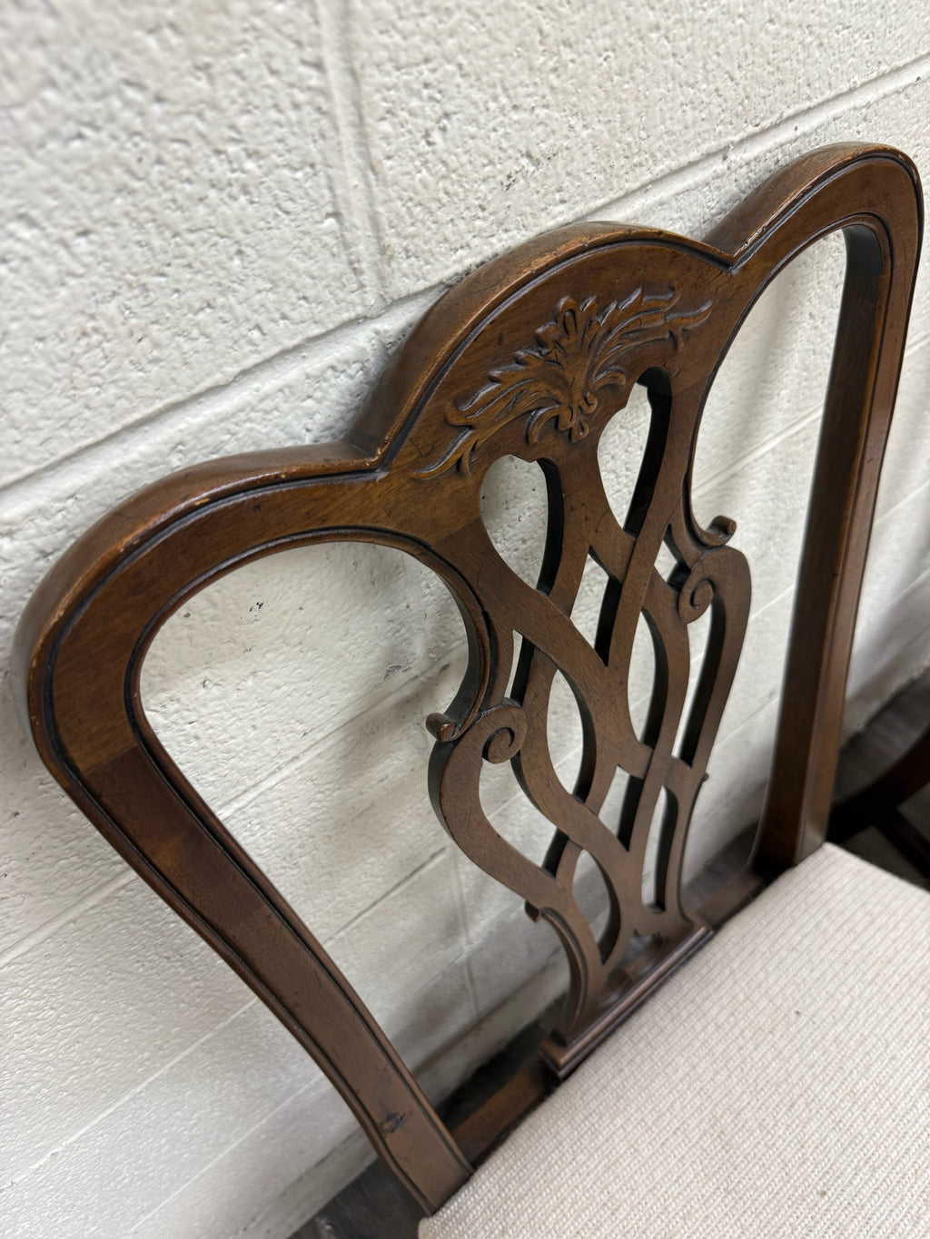 Vintage Chippendale Style Mahogany Dining Chairs - Pair