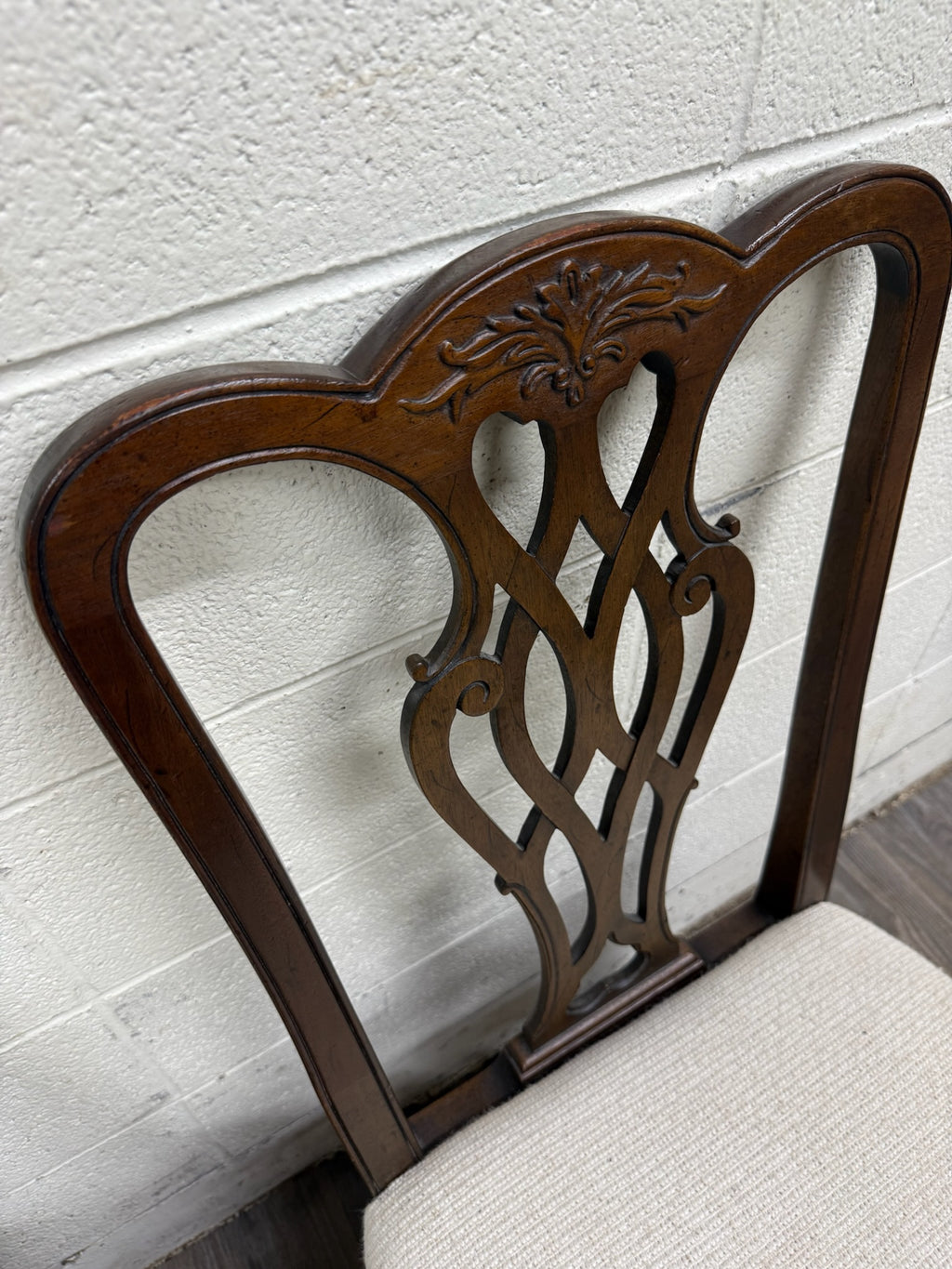 Vintage Chippendale Style Mahogany Dining Chairs - Pair