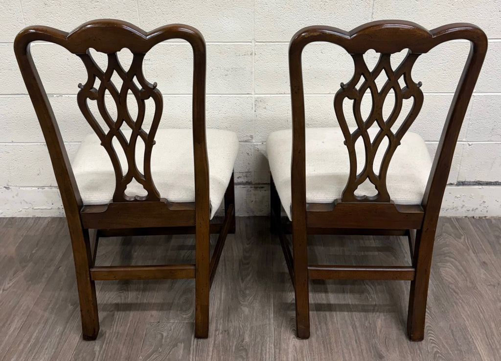 Vintage Chippendale Style Mahogany Dining Chairs - Pair