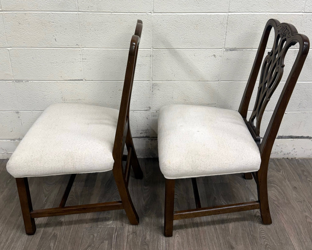 Vintage Chippendale Style Mahogany Dining Chairs - Pair