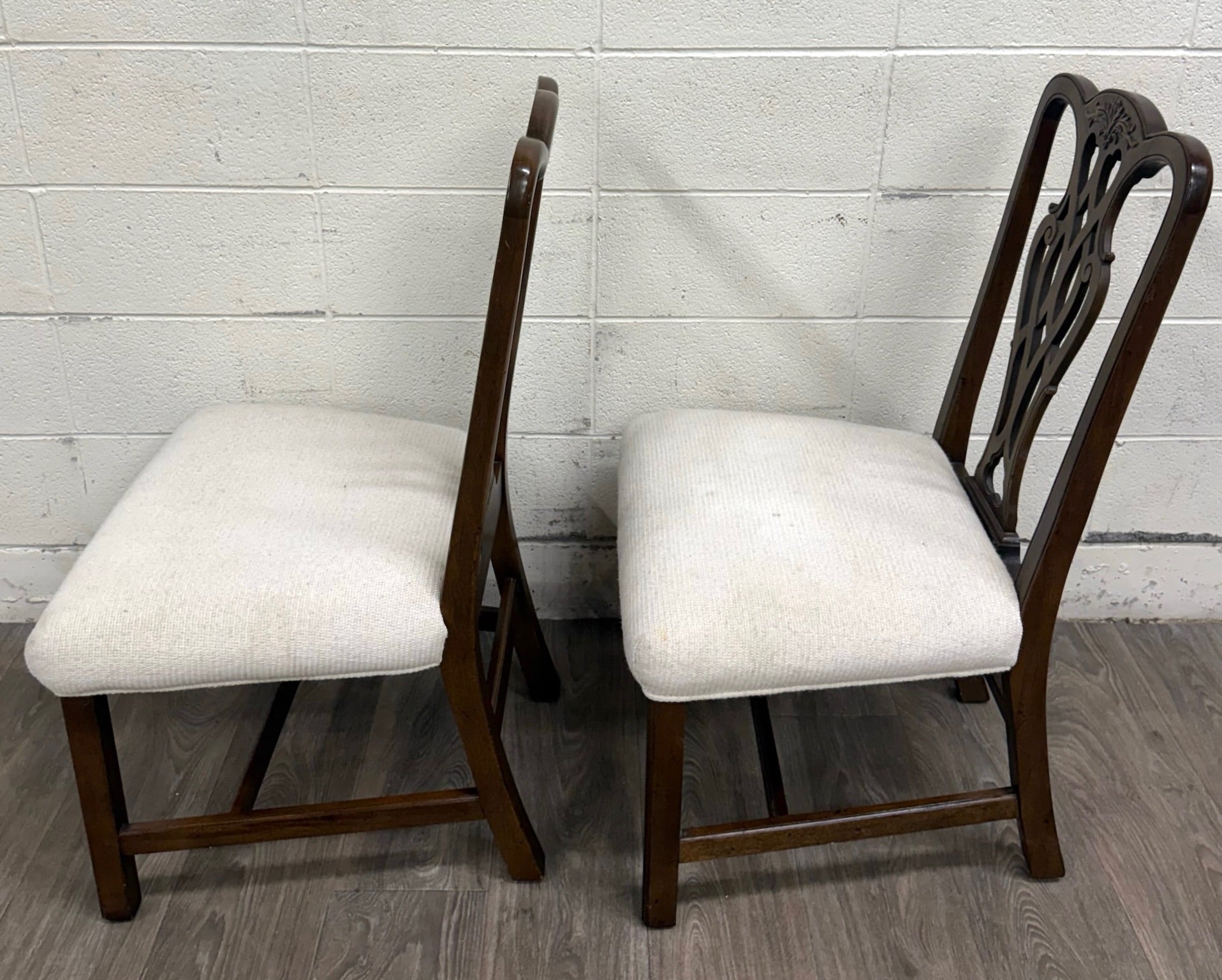 Vintage Chippendale Style Mahogany Dining Chairs - Pair