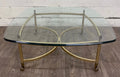 Vintage Hollywood Regency Brass Coffee Table with Beveled Glass Top