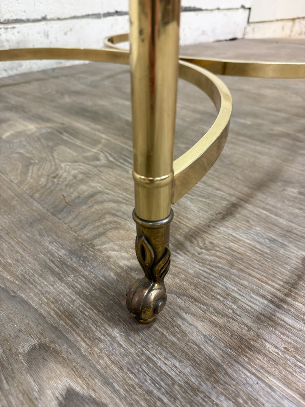 Vintage Hollywood Regency Brass Coffee Table with Beveled Glass Top