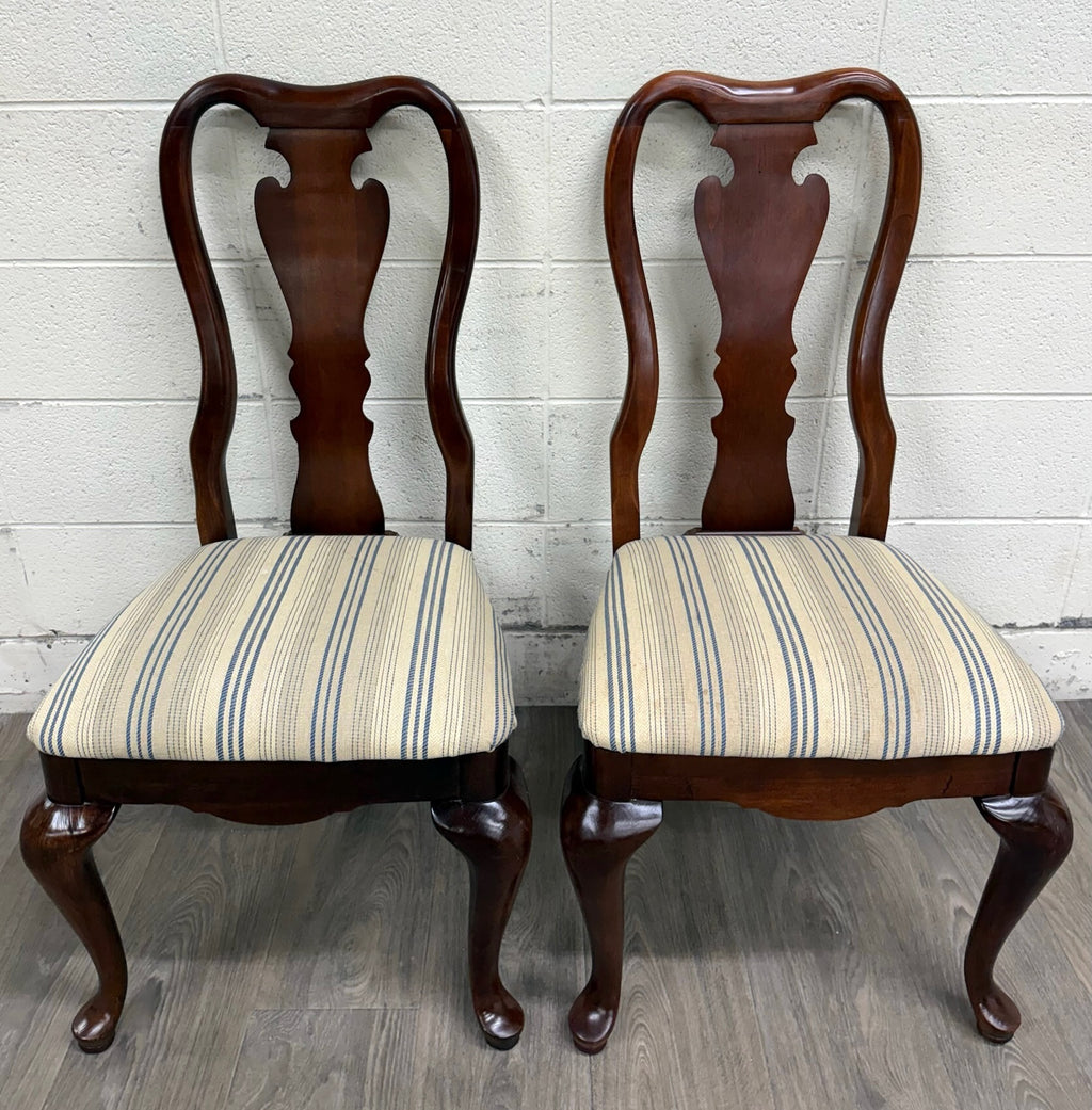 Vintage Queen Anne Style Dining Chairs - Pair