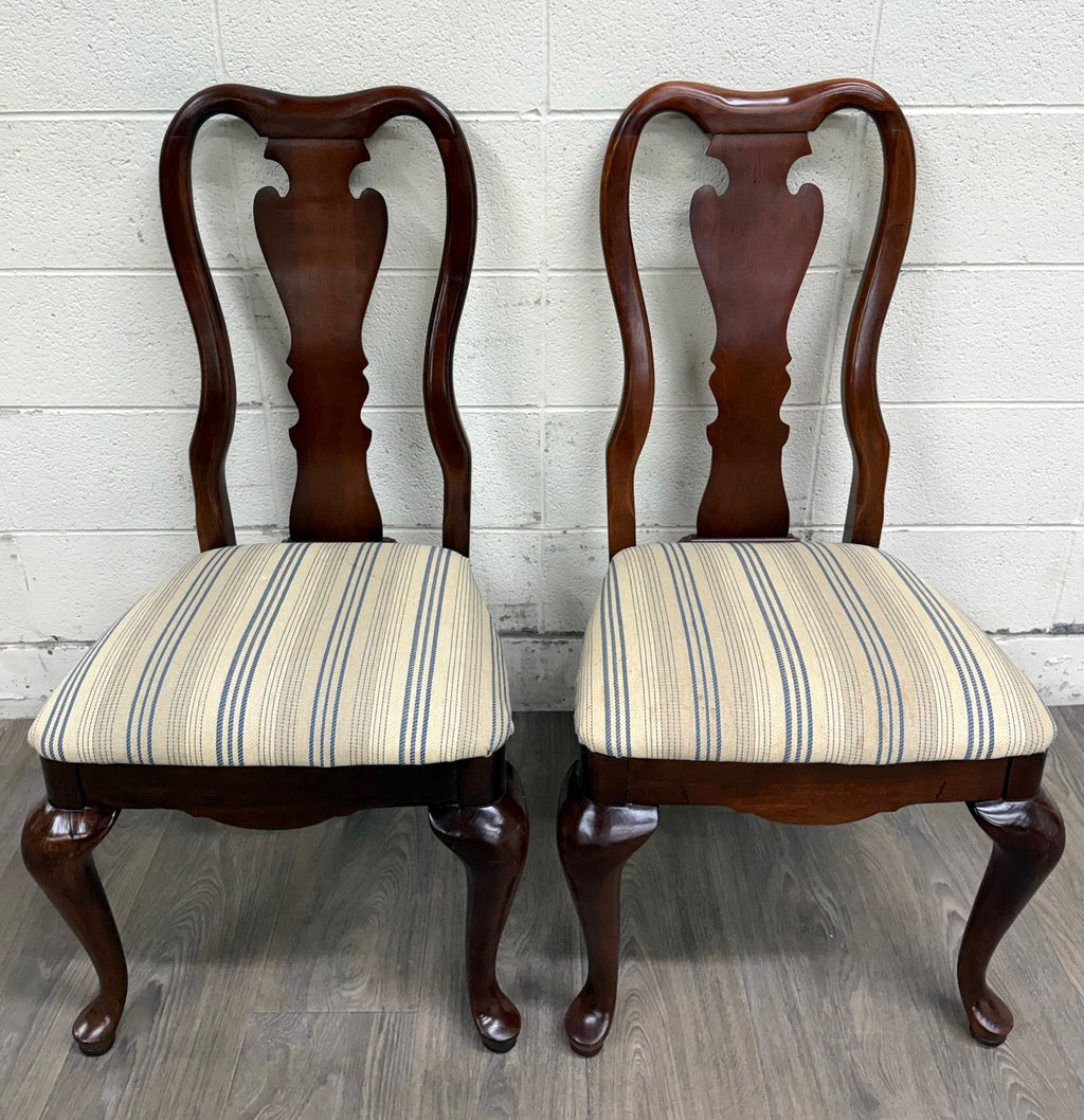 Vintage Queen Anne Style Dining Chairs - Pair