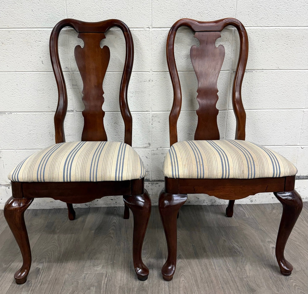 Vintage Queen Anne Style Dining Chairs - Pair