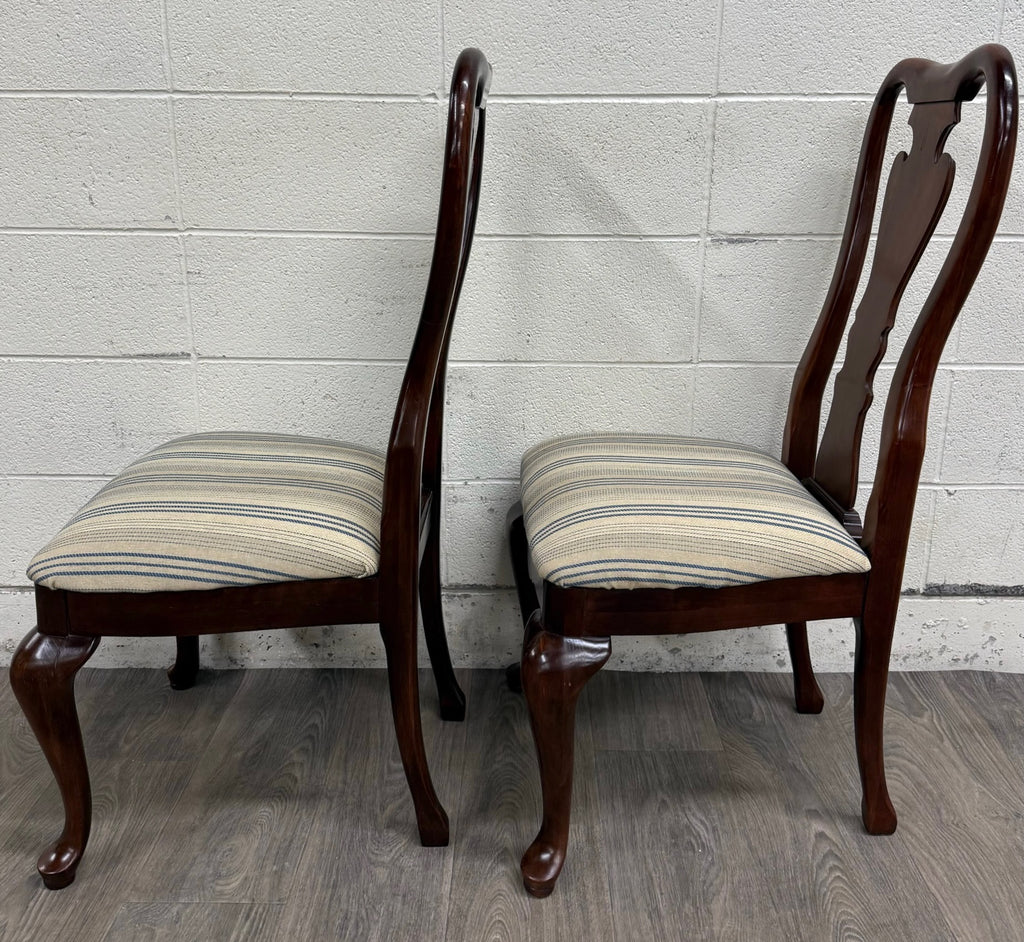 Vintage Queen Anne Style Dining Chairs - Pair