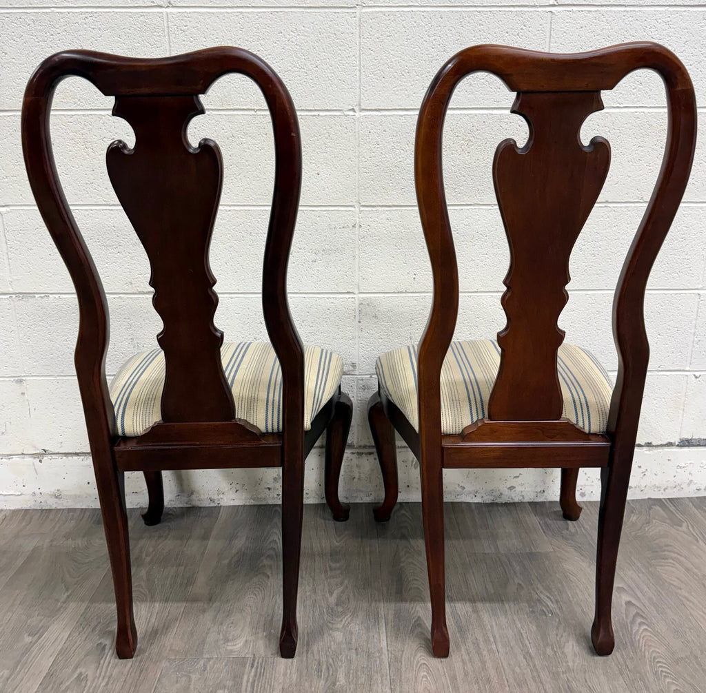 Vintage Queen Anne Style Dining Chairs - Pair