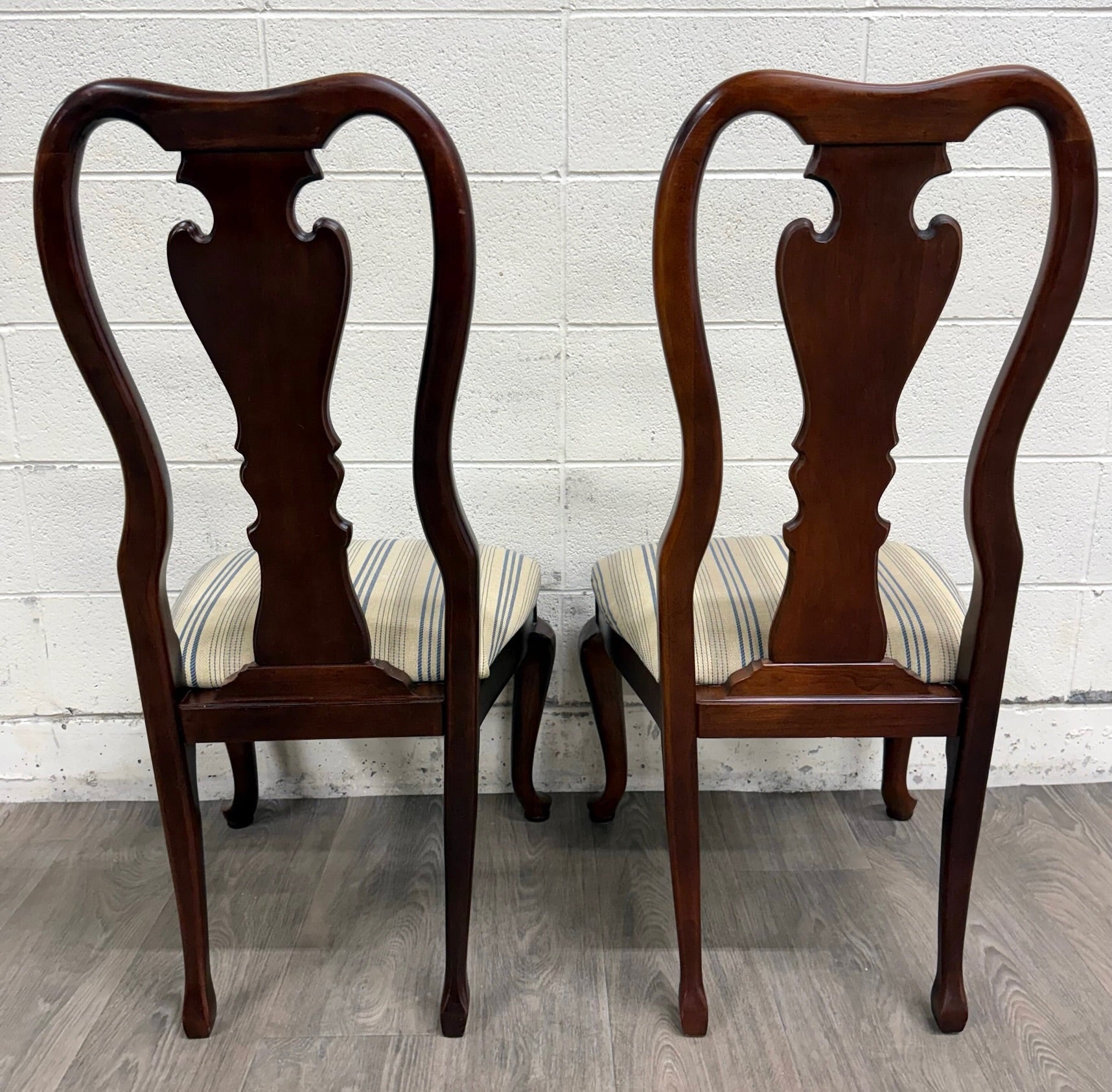 Vintage Queen Anne Style Dining Chairs - Pair