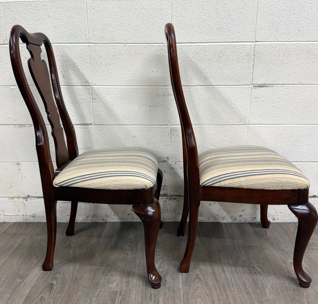 Vintage Queen Anne Style Dining Chairs - Pair