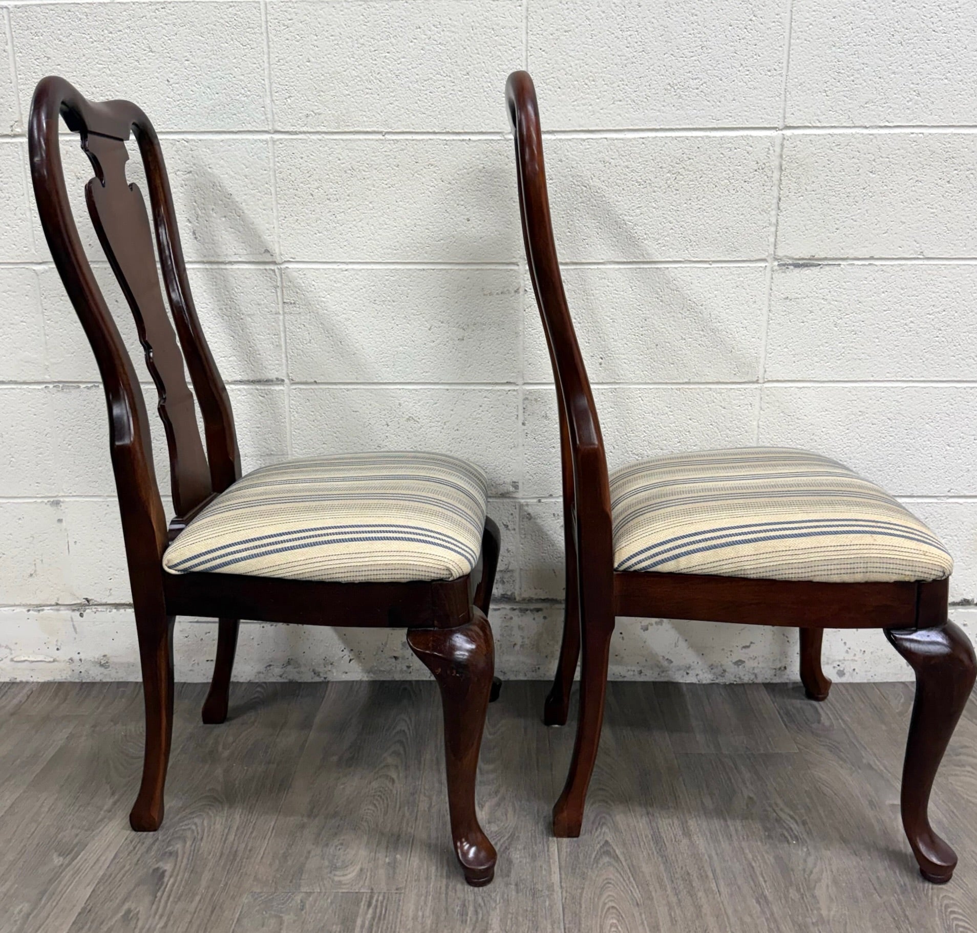 Vintage Queen Anne Style Dining Chairs - Pair
