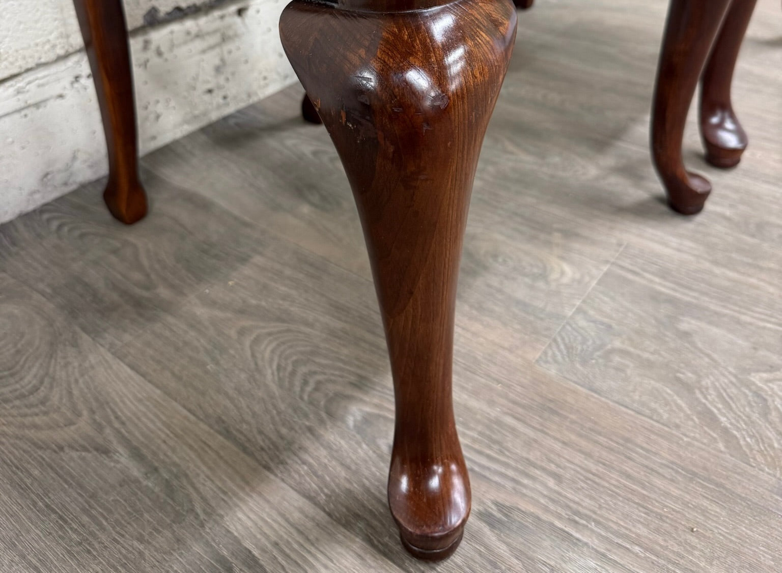 Vintage Queen Anne Style Dining Chairs - Pair