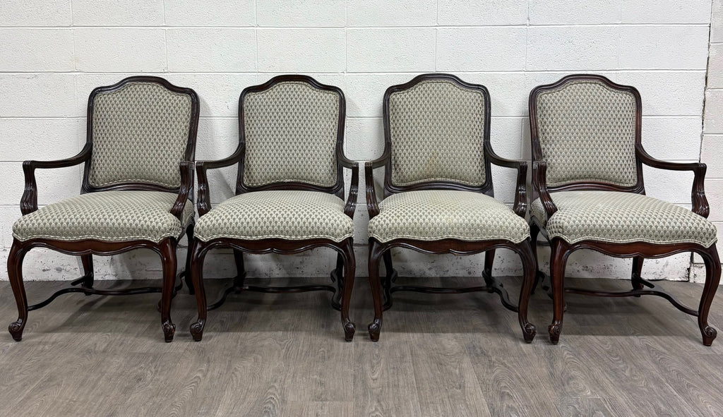Vintage Drexel Heritage Louis XV Style Dining Arm Chairs - Set of 4