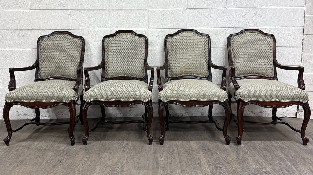 Vintage Drexel Heritage Louis XV Style Dining Arm Chairs - Set of 4