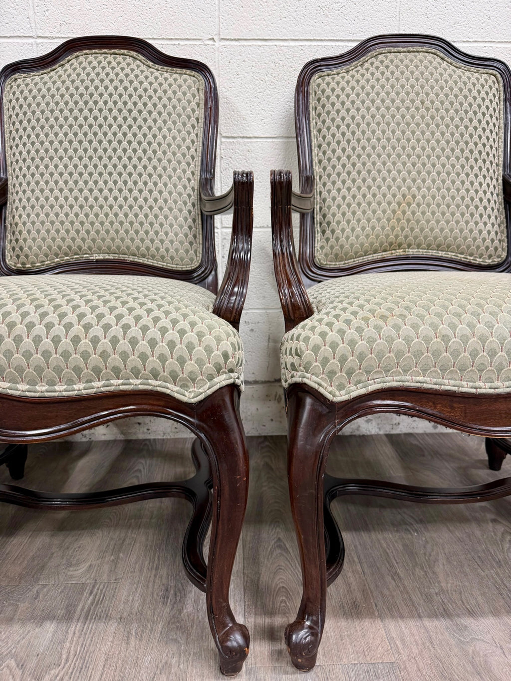 Vintage Drexel Heritage Louis XV Style Dining Arm Chairs - Set of 4