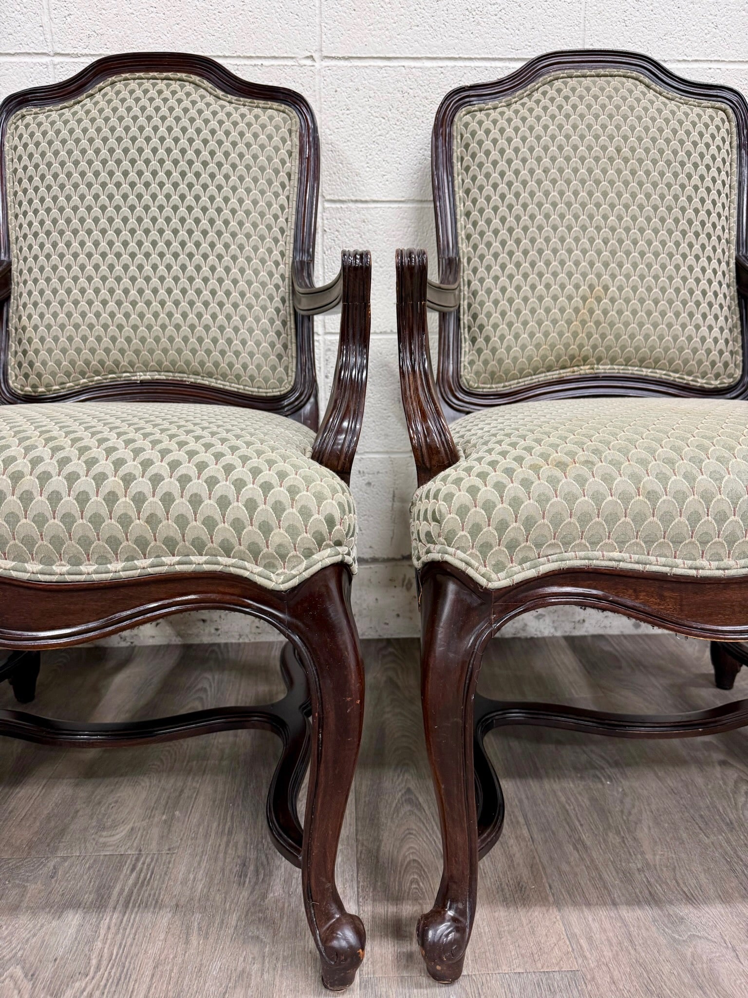 Vintage Drexel Heritage Louis XV Style Dining Arm Chairs - Set of 4