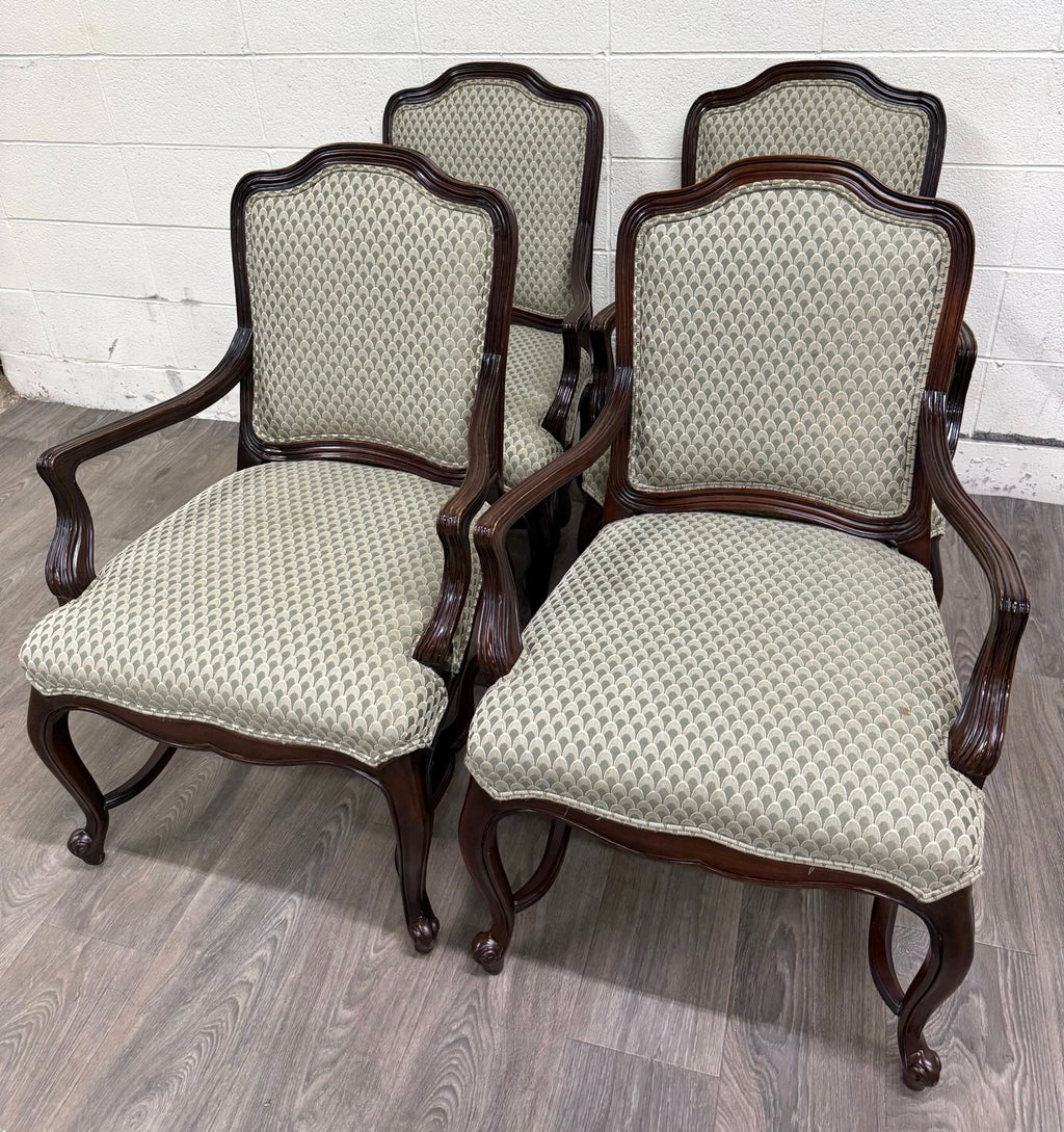 Vintage Drexel Heritage Louis XV Style Dining Arm Chairs - Set of 4