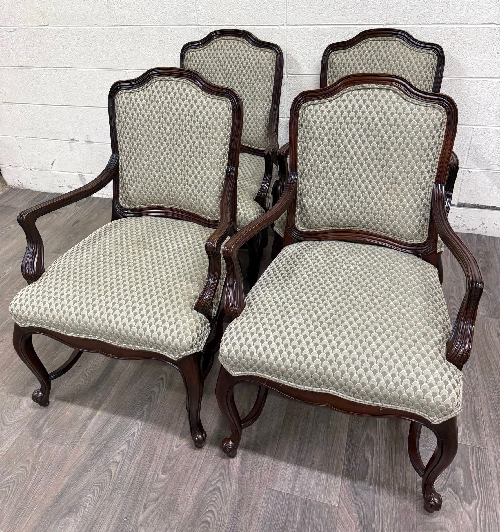 Vintage Drexel Heritage Louis XV Style Dining Arm Chairs - Set of 4