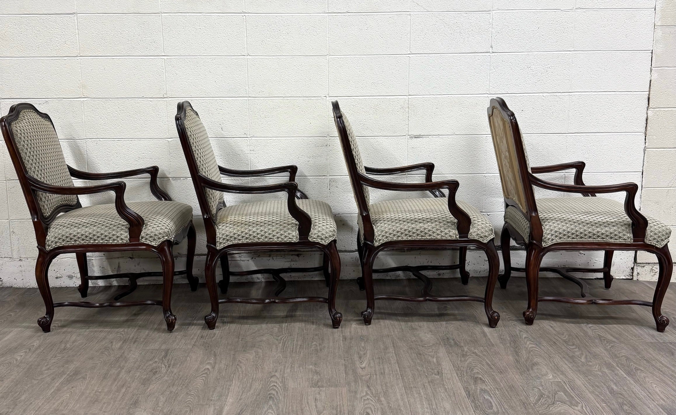 Vintage Drexel Heritage Louis XV Style Dining Arm Chairs - Set of 4