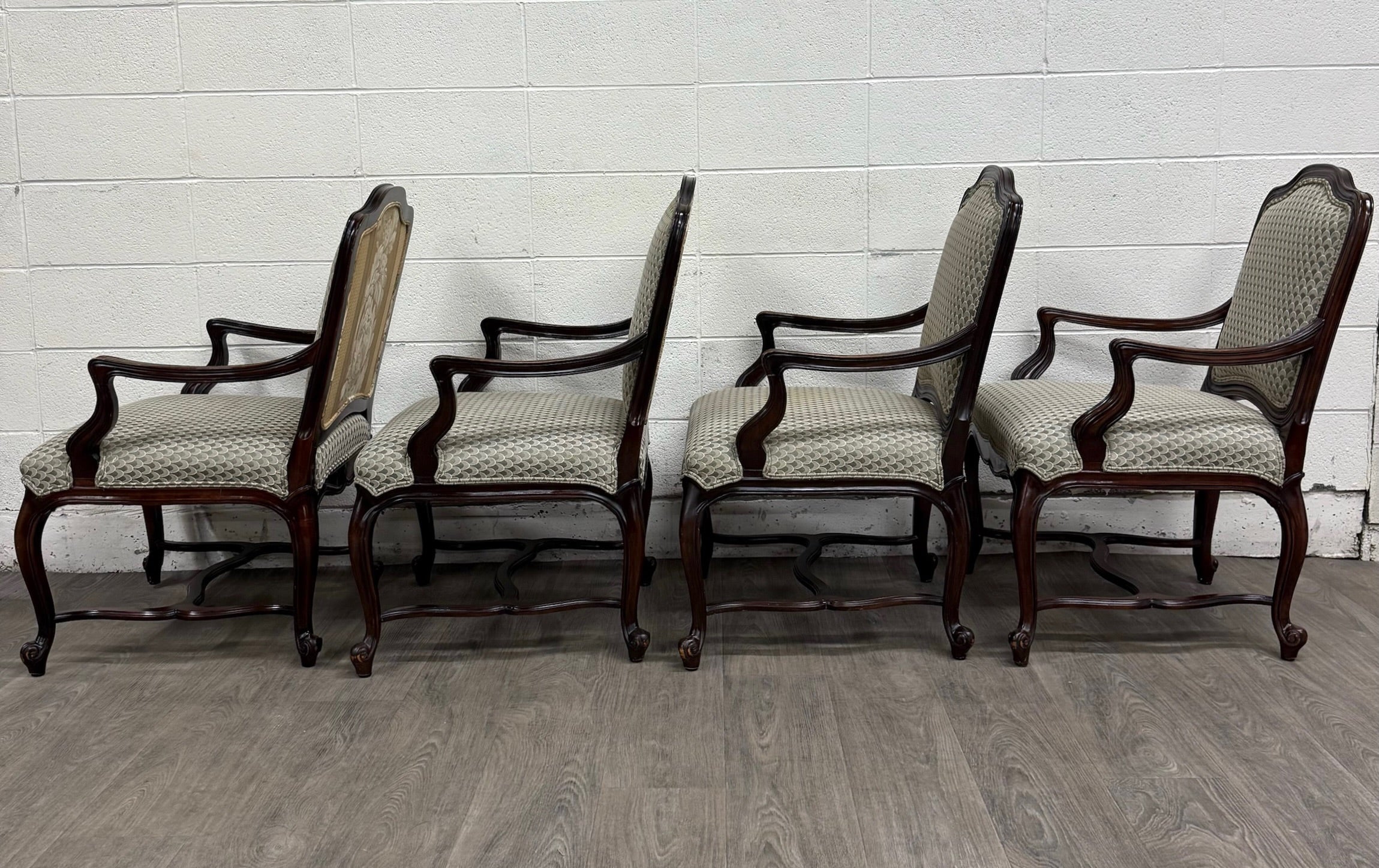 Vintage Drexel Heritage Louis XV Style Dining Arm Chairs - Set of 4