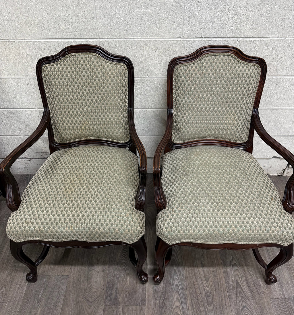 Vintage Drexel Heritage Louis XV Style Dining Arm Chairs - Set of 4