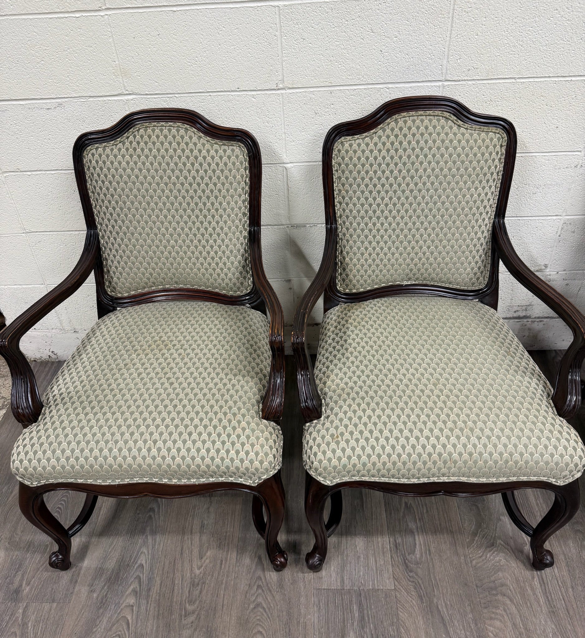 Vintage Drexel Heritage Louis XV Style Dining Arm Chairs - Set of 4