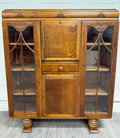 Antique Art Deco Oak Secretary Desk Bureau Bookcase Bar Scully