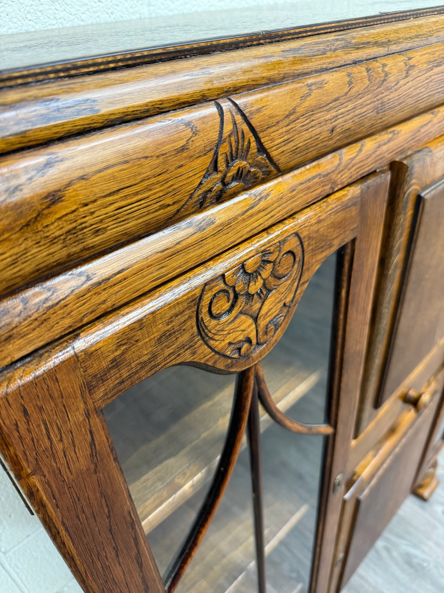 Antique Art Deco Oak Secretary Desk Bureau Bookcase Bar Scully