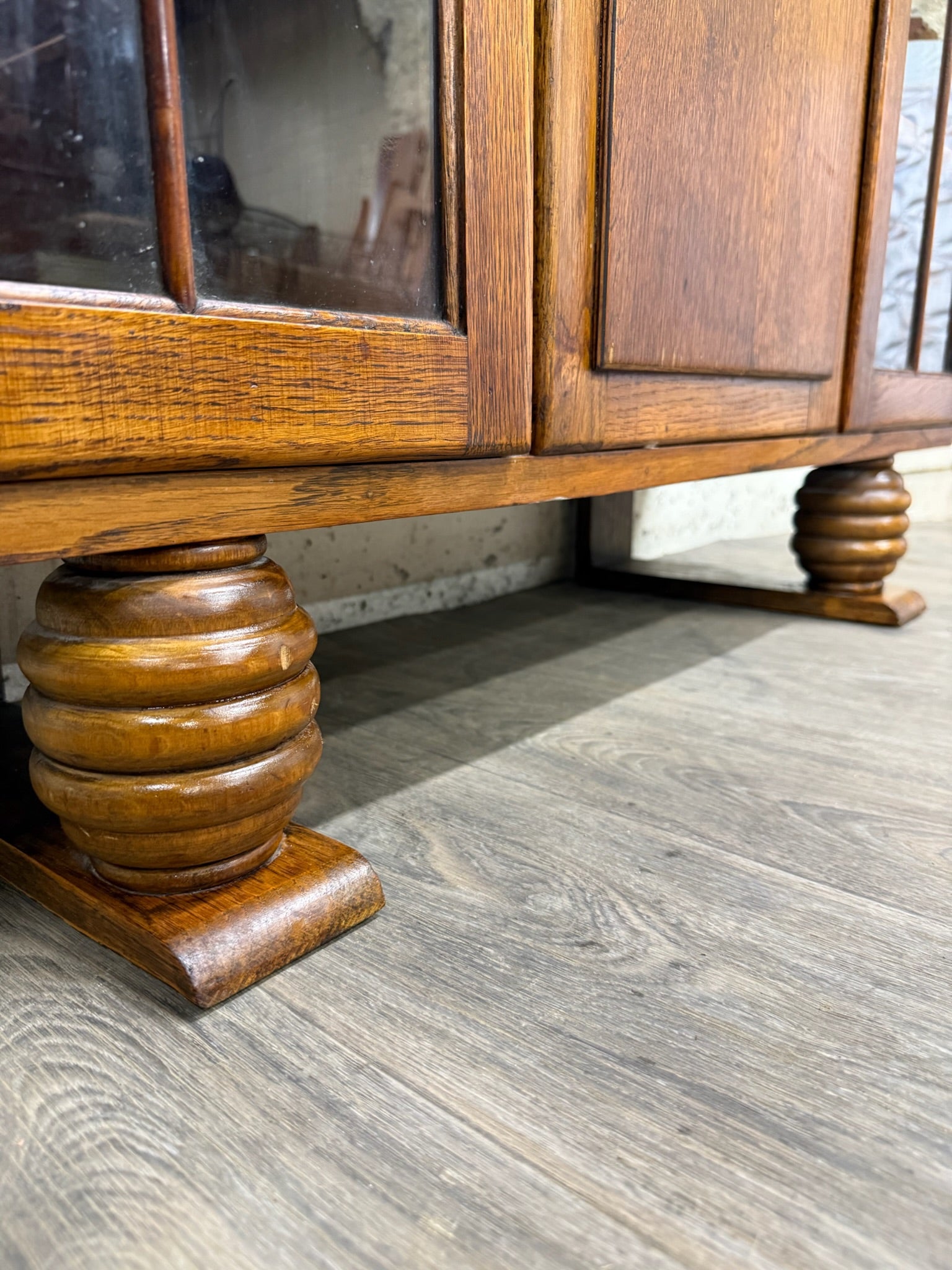 Antique Art Deco Oak Secretary Desk Bureau Bookcase Bar Scully