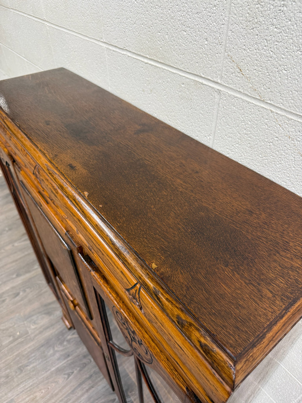 Antique Art Deco Oak Secretary Desk Bureau Bookcase Bar Scully
