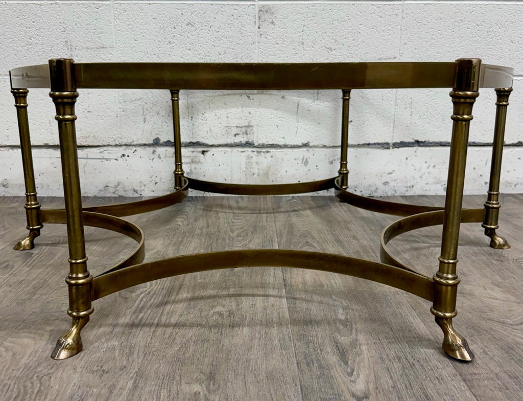 Vintage Mid Century Labarge Style Brass Hexagonal Coffee Table Cocktail Table