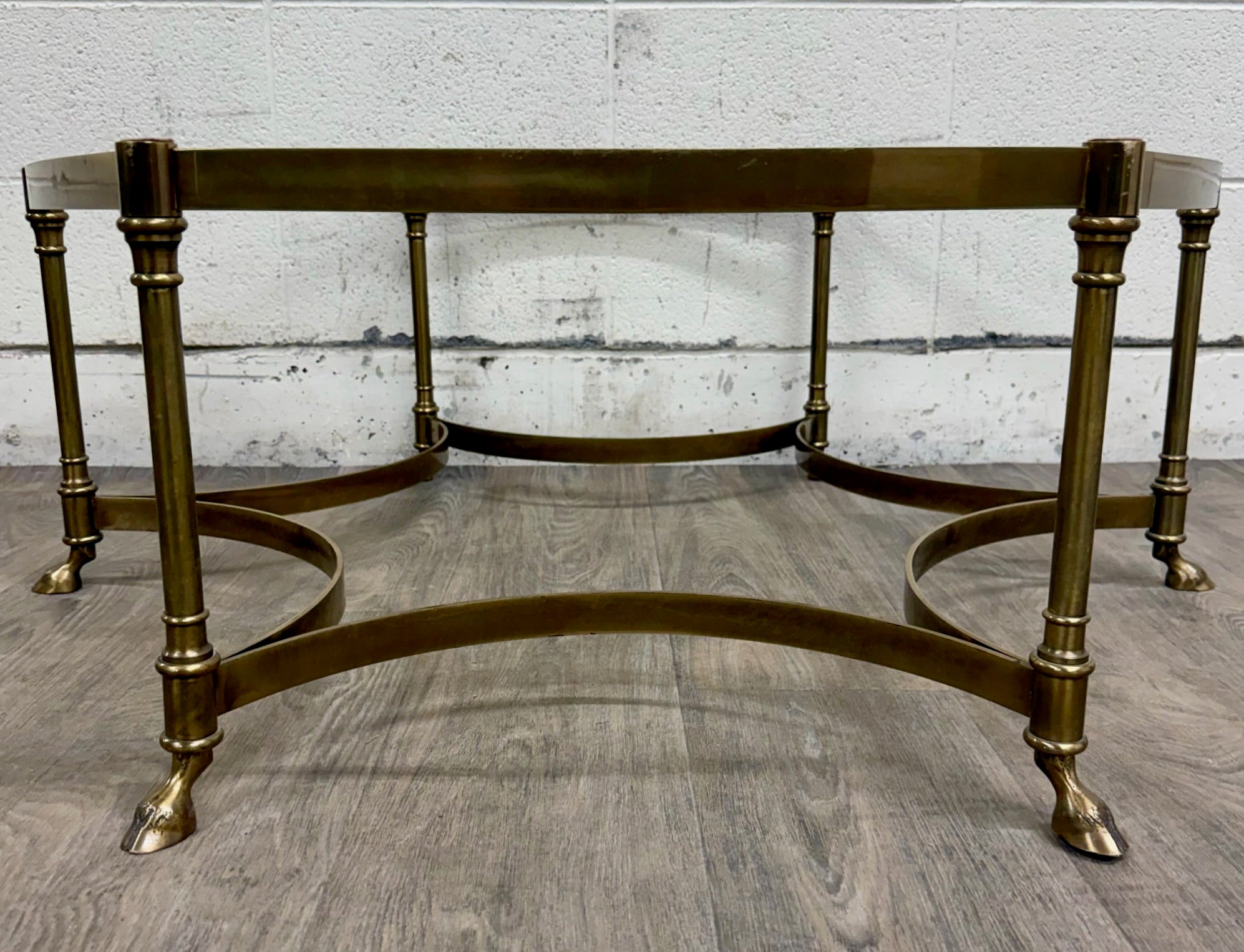 Vintage Mid Century Labarge Style Brass Hexagonal Coffee Table Cocktail Table