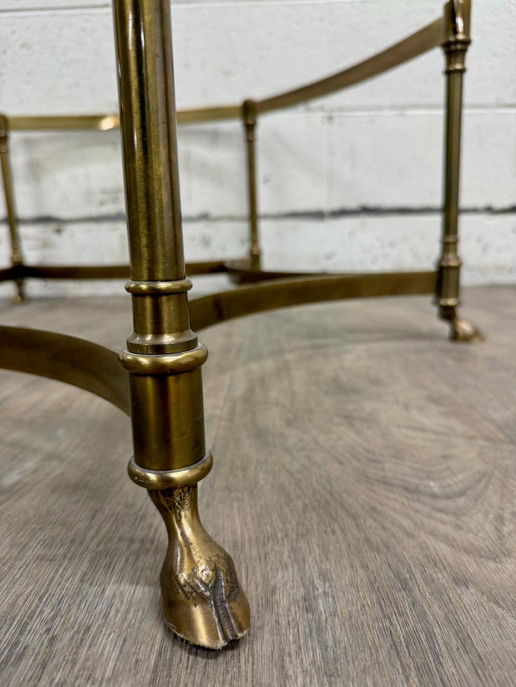 Vintage Mid Century Labarge Style Brass Hexagonal Coffee Table Cocktail Table