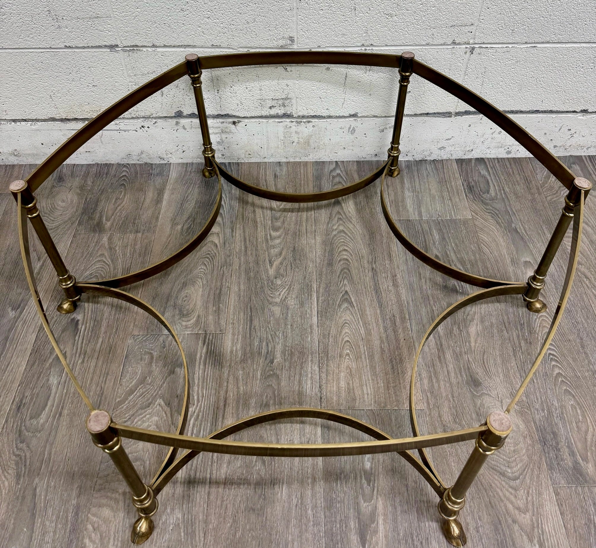 Vintage Mid Century Labarge Style Brass Hexagonal Coffee Table Cocktail Table