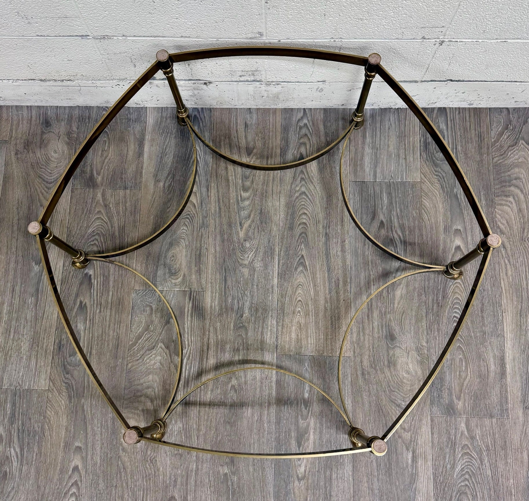 Vintage Mid Century Labarge Style Brass Hexagonal Coffee Table Cocktail Table