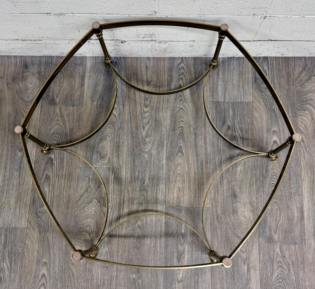 Vintage Mid Century Labarge Style Brass Hexagonal Coffee Table Cocktail Table