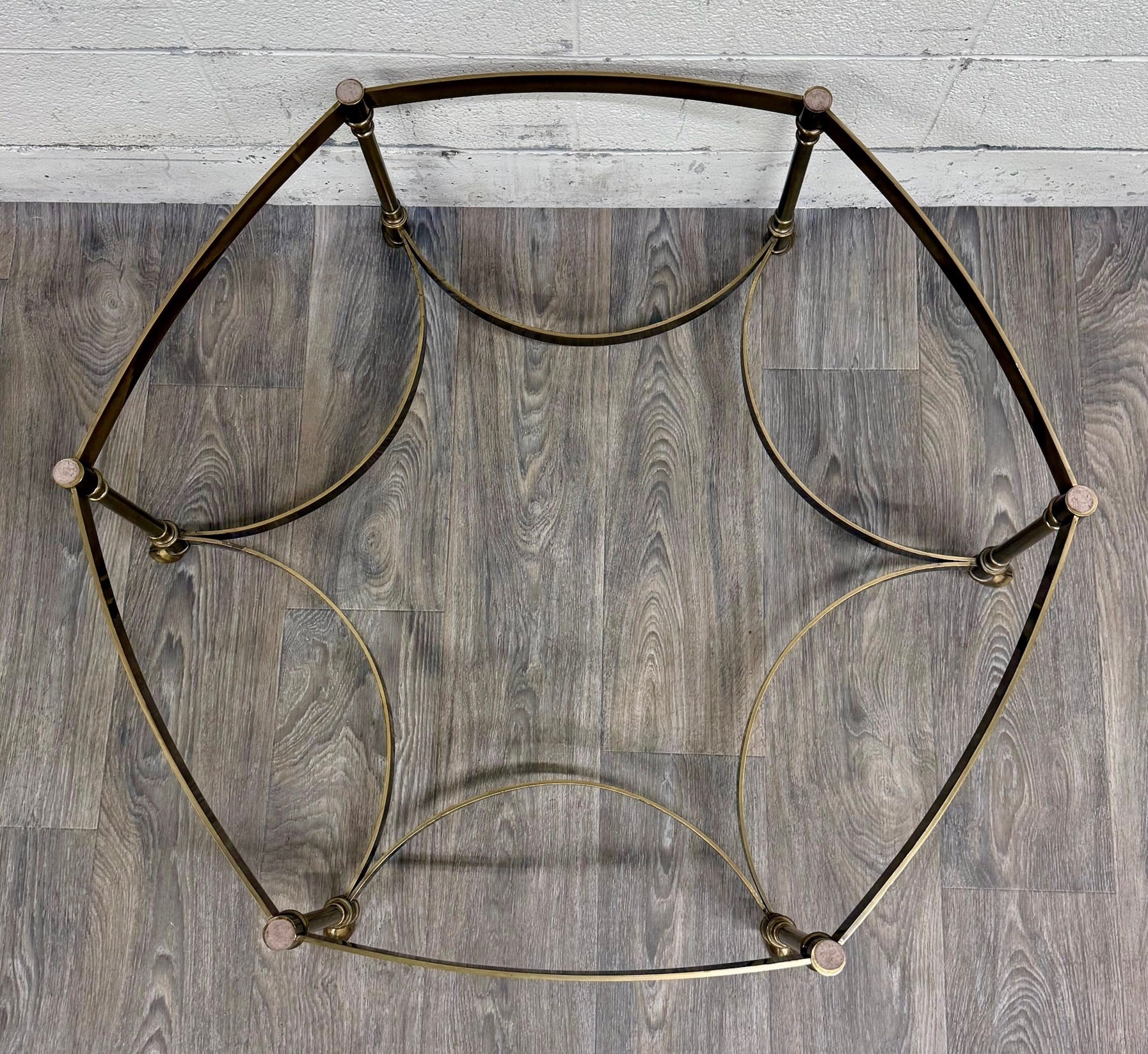Vintage Mid Century Labarge Style Brass Hexagonal Coffee Table Cocktail Table