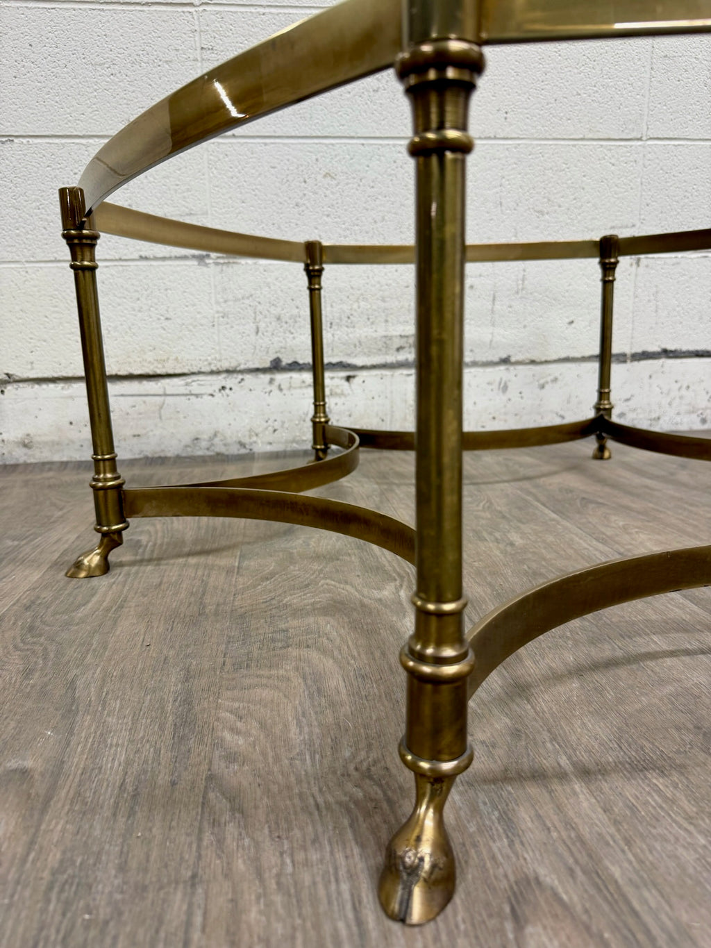 Vintage Mid Century Labarge Style Brass Hexagonal Coffee Table Cocktail Table